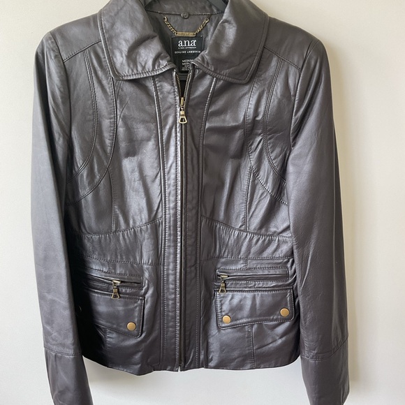 a.n.a Women's Brown Leather Jacket - Picture 1 of 3